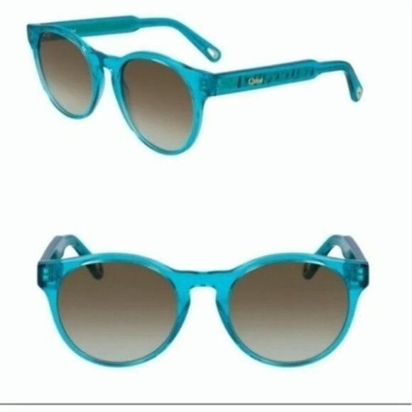 Chloe Willow 52mm Round Sunglasses Blue - Picture 1 of 9